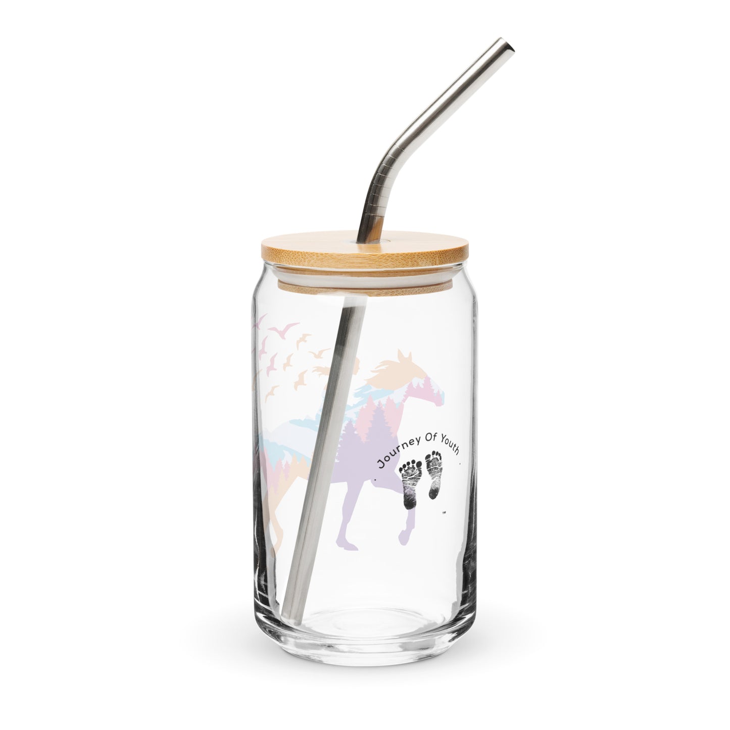 Enjoy the Journey...JOY 16 oz Glass Jar shaped tumbler With Lid & Straw
