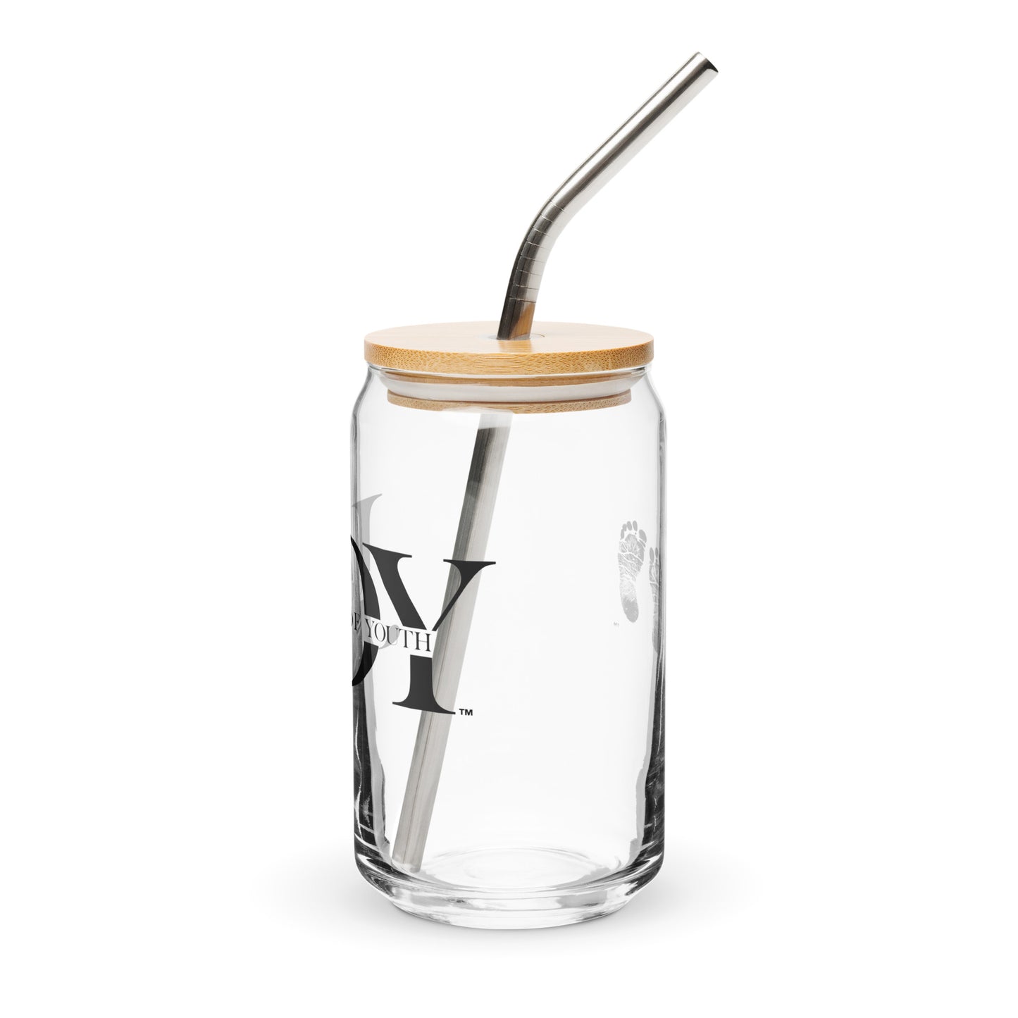 JOURNEY OF YOUTH... JOY 16 oz Glass Jar shaped tumbler With Lid & Straw
