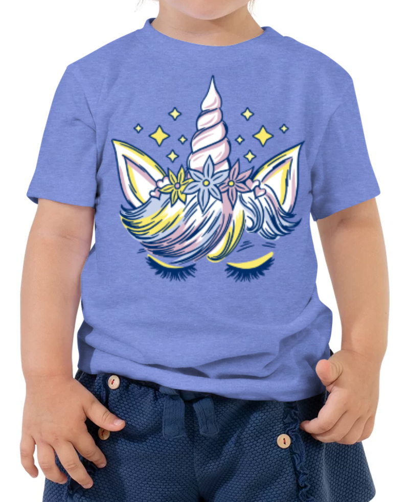 Camiseta de manga corta Unicornio para niños pequeños (niña)
