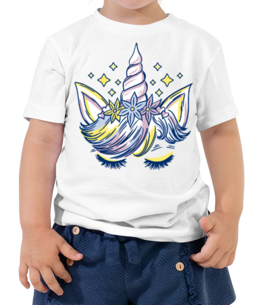 Camiseta de manga corta Unicornio para niños pequeños (niña)