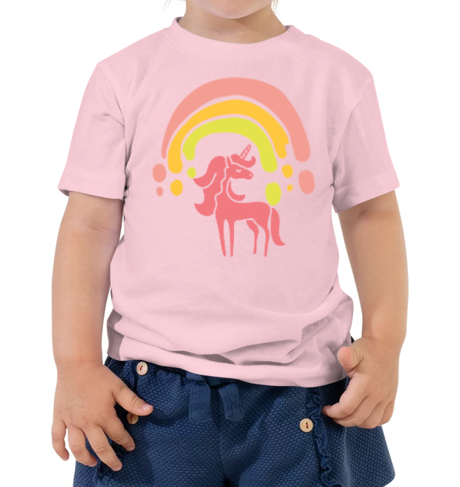 Rainbow Unicorn Toddler Short Sleeve Tee (Girl)