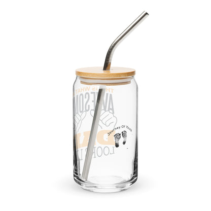 Awesome DAD Looks Like This 16 oz Glass Jar shaped tumbler With Lid & Straw