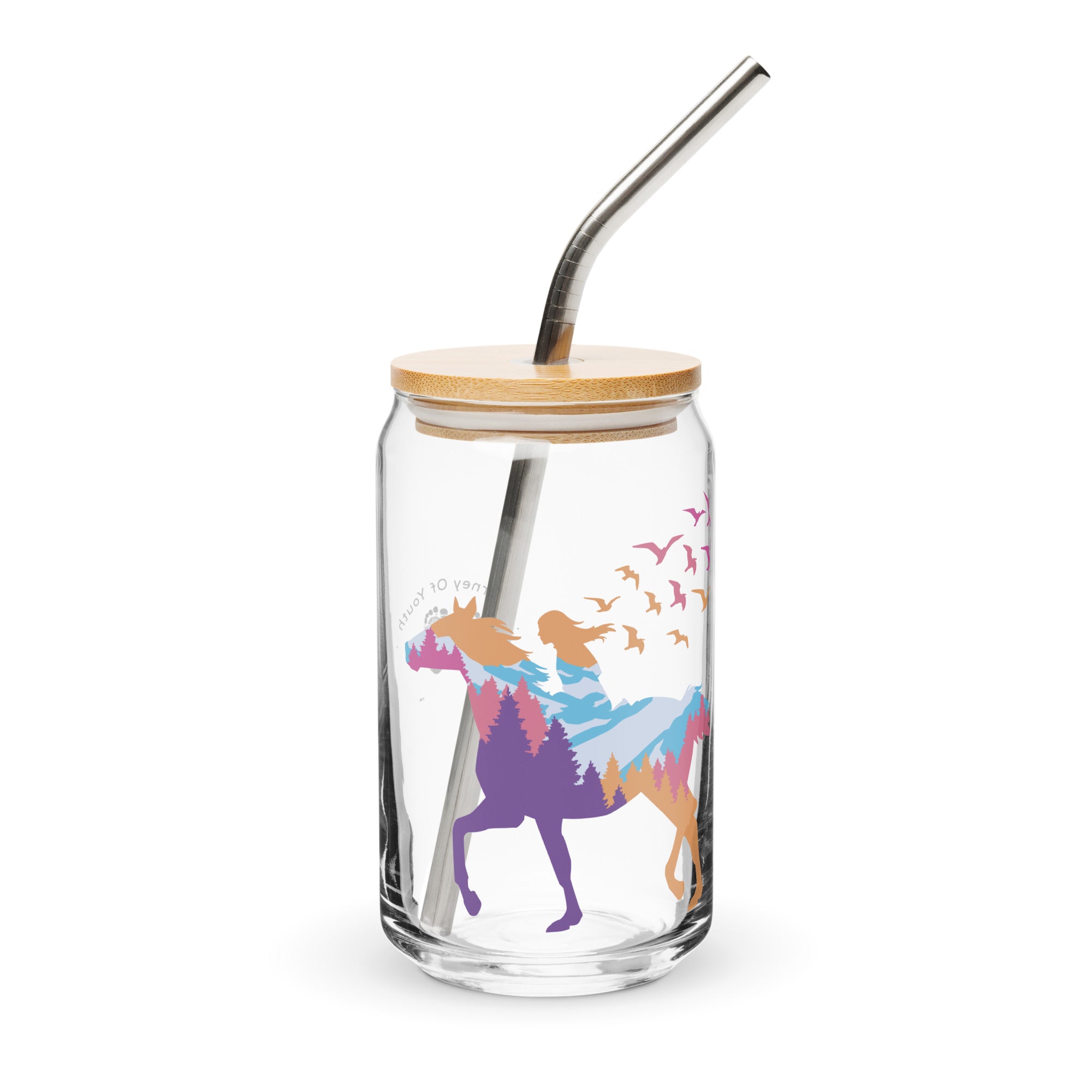 Enjoy the Journey...JOY  16 oz Glass Jar shaped tumbler With Lid & Straw