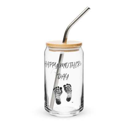 Happy Mother's Day... JOY Logo 16 oz Glass Jar shaped tumbler With Lid & Straw