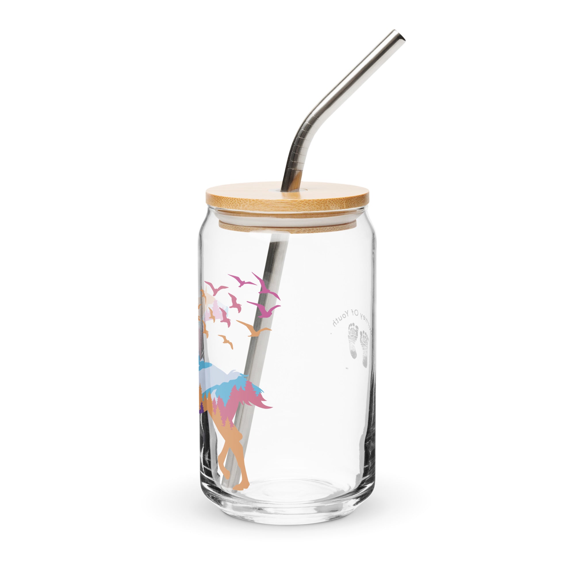 Enjoy the Journey...JOY  16 oz Glass Jar shaped tumbler With Lid & Straw