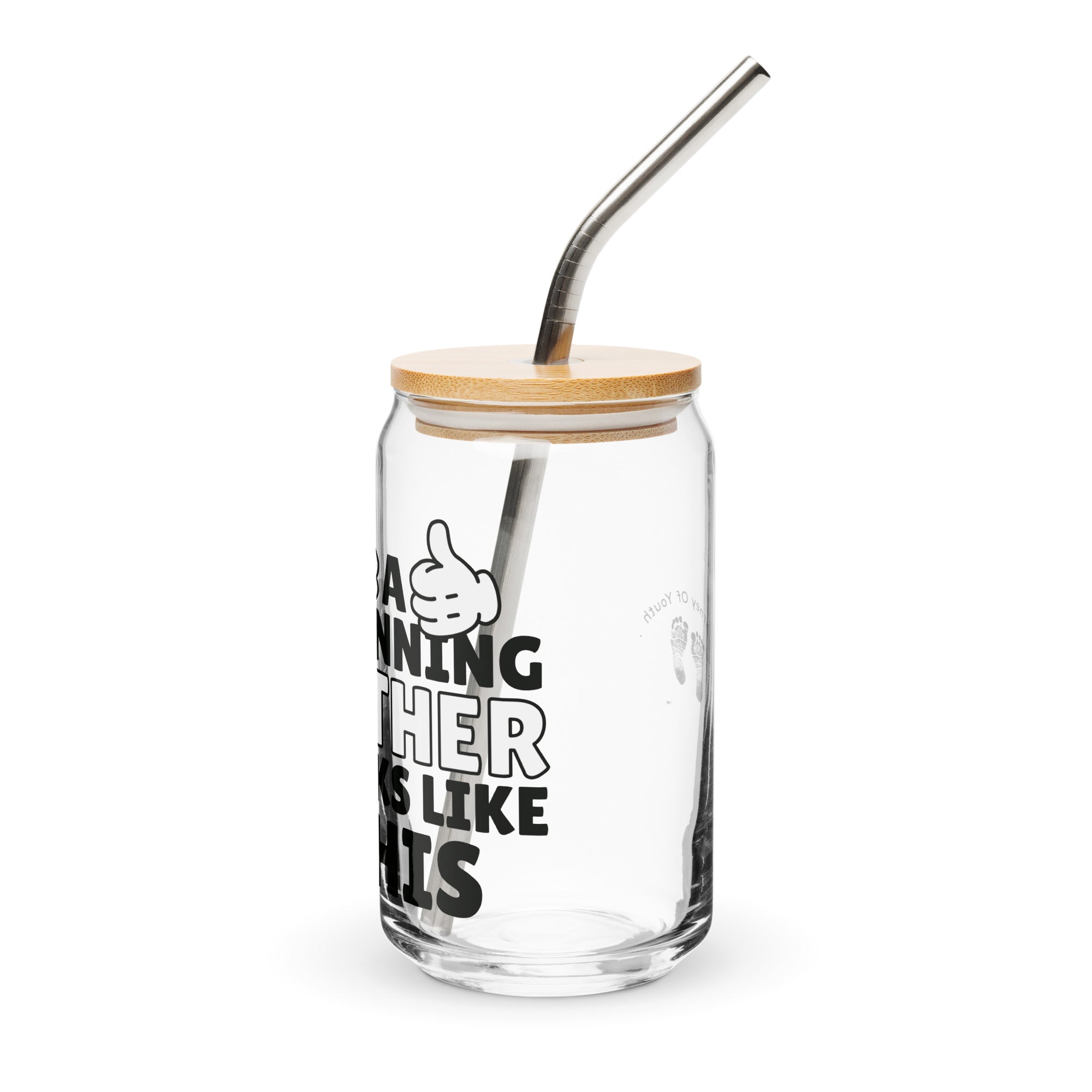 Stunning Father Looks Like This 16 oz Glass Jar shaped tumbler With Lid & Straw