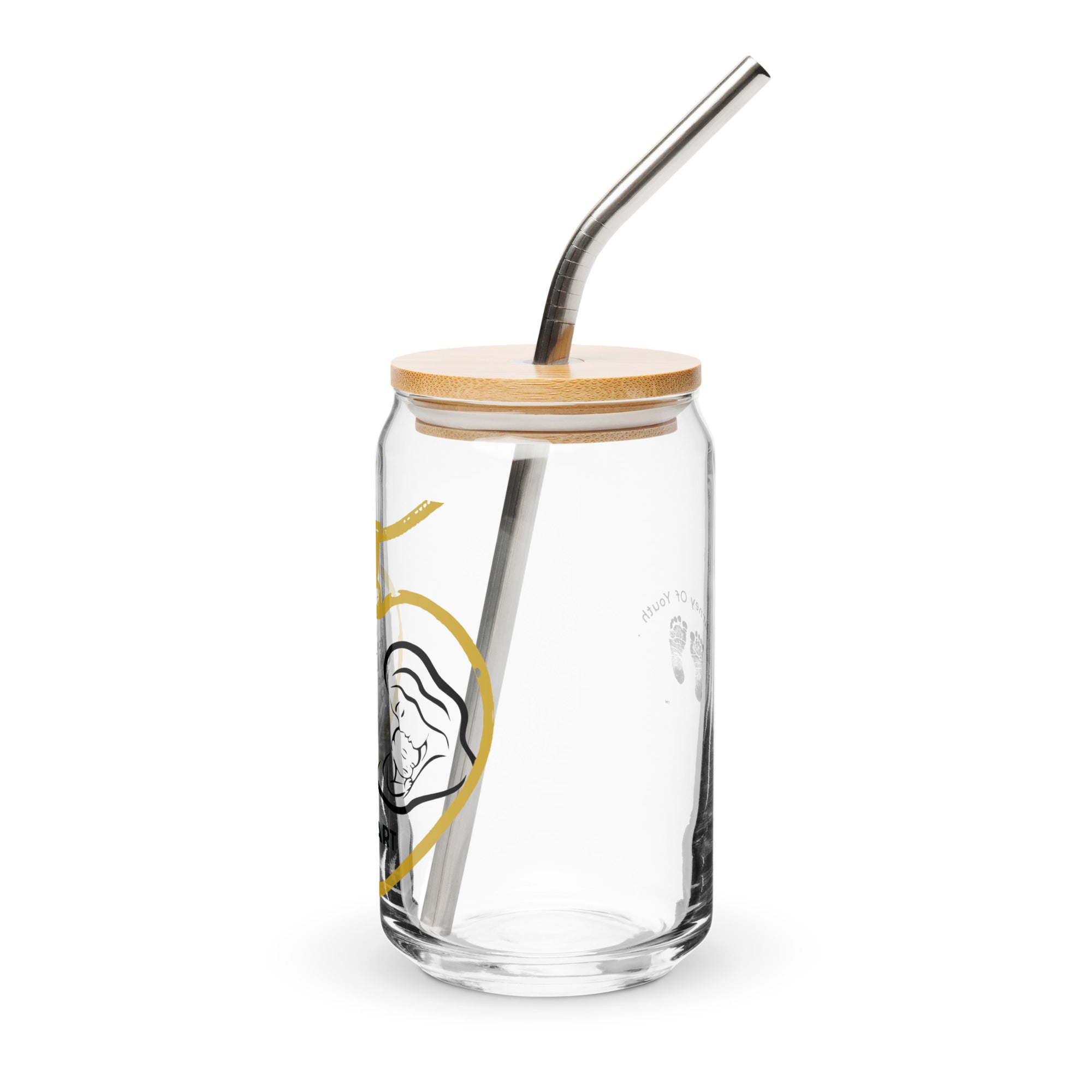 Mother's Day Necklace 16 oz Glass Jar shaped tumbler With Lid & Straw