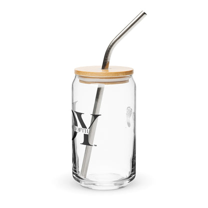 JOURNEY OF YOUTH... JOY  16 oz Glass Jar shaped tumbler With Lid & Straw