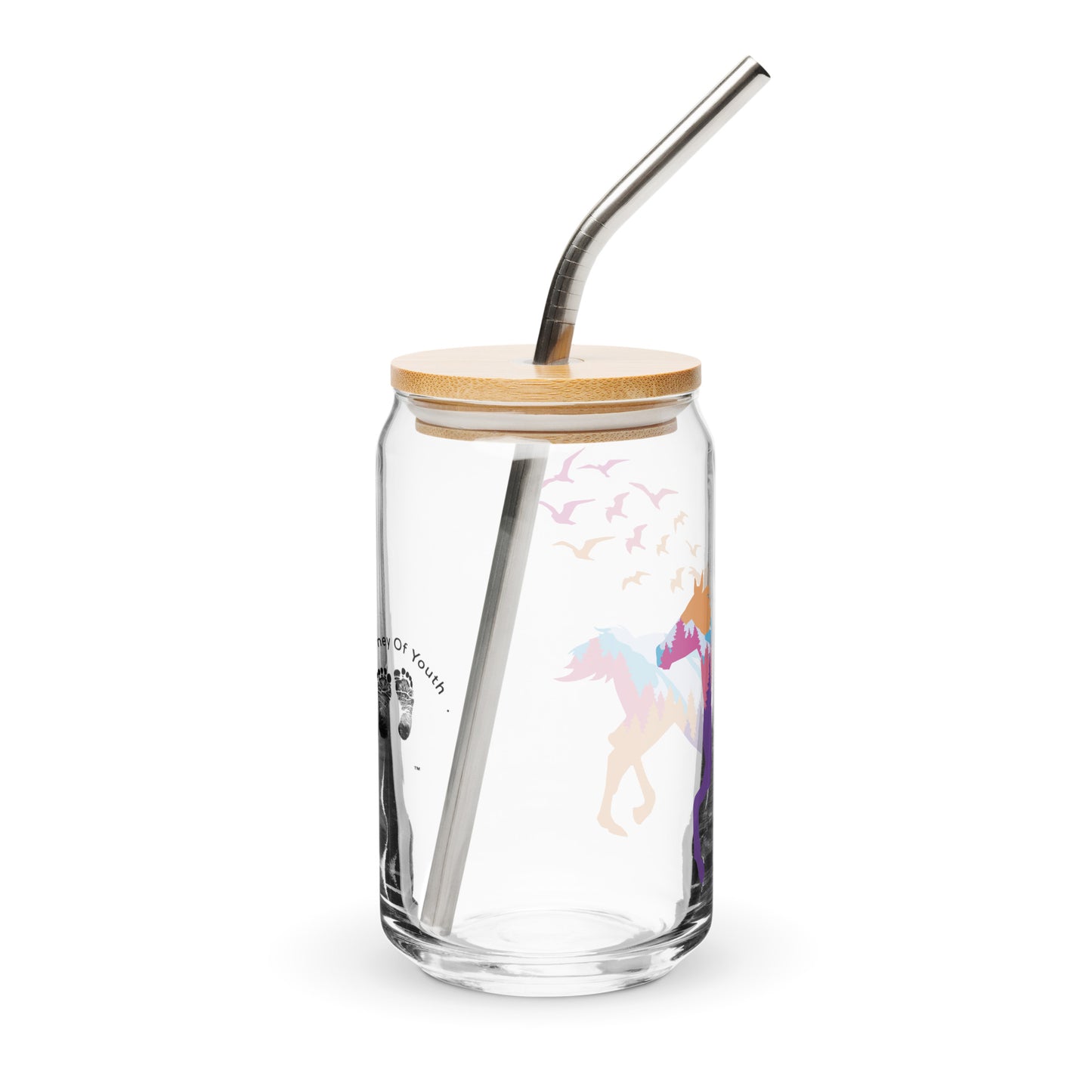 Enjoy the Journey...JOY  16 oz Glass Jar shaped tumbler With Lid & Straw