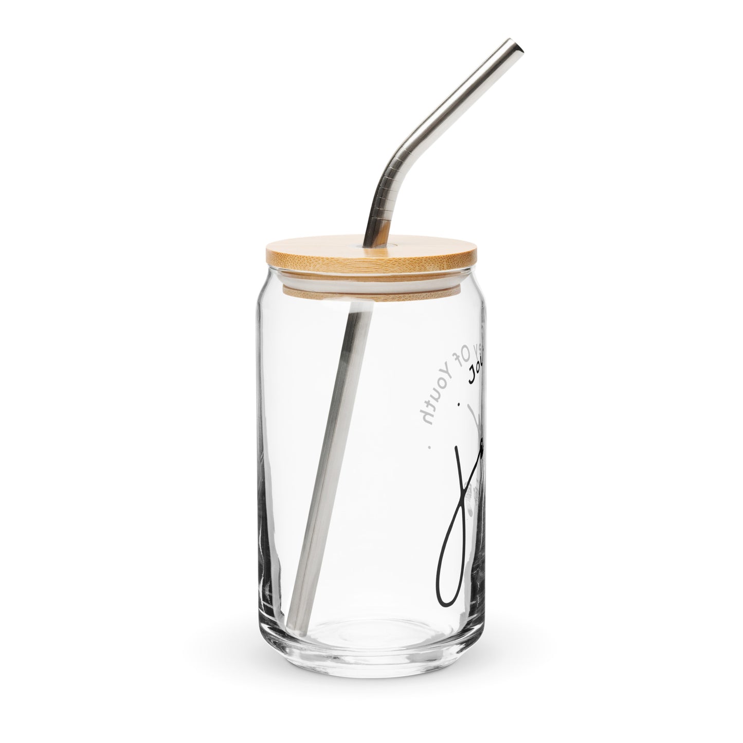 JOY... JourneyOfYouth  16 oz Glass Jar shaped tumbler With Lid & Straw